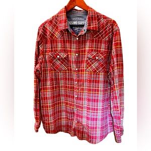 Western ROCKABILLY pearl snap longsleeve shirt XL